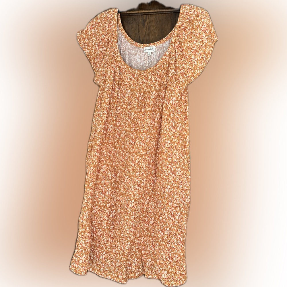 Orange Floral Print Dress